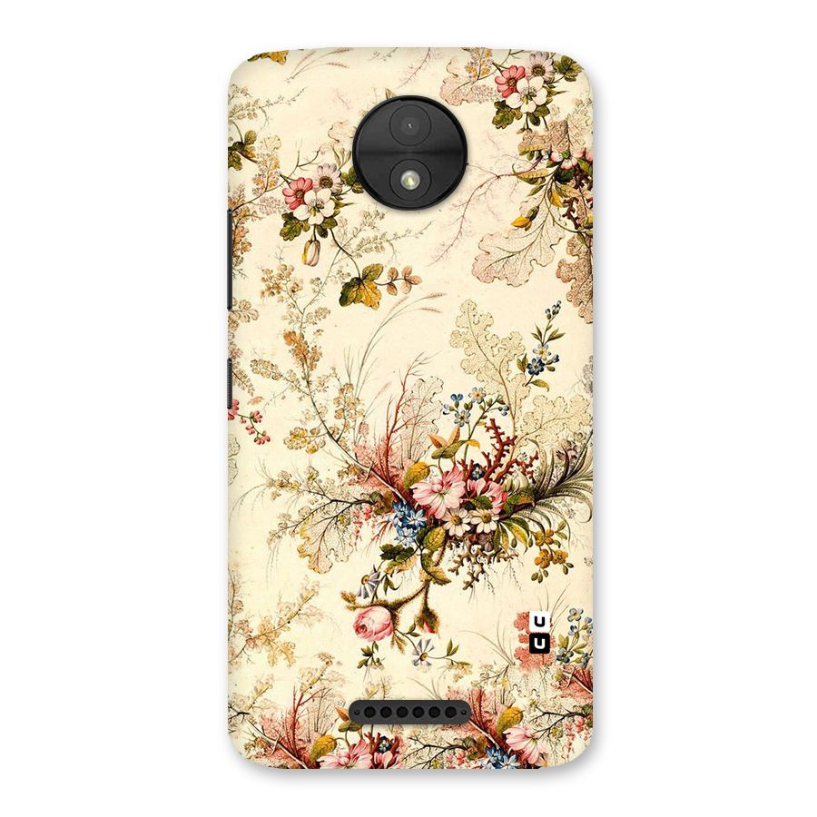 Beige Floral Back Case for Moto C