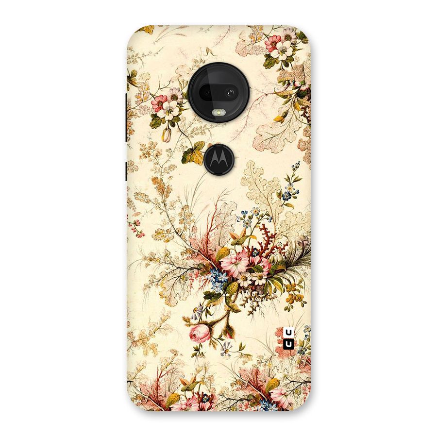 Beige Floral Back Case for Moto G7