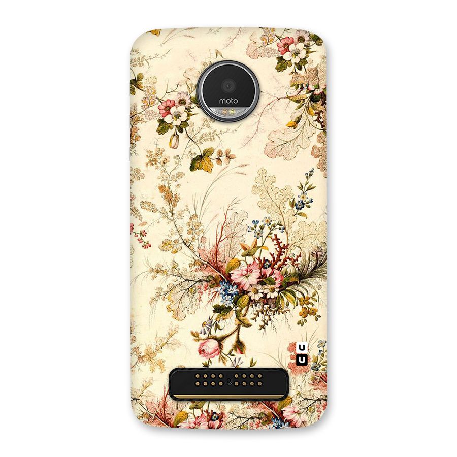 Beige Floral Back Case for Moto Z Play