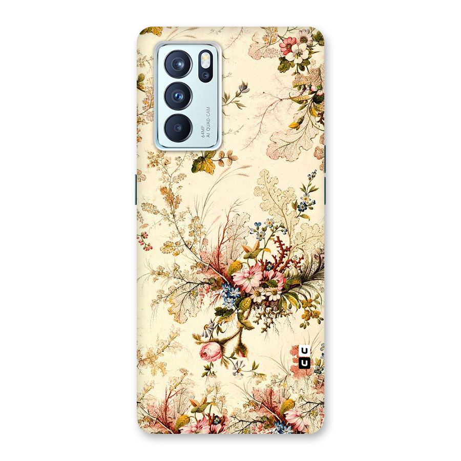 Beige Floral Back Case for Oppo Reno6 Pro 5G