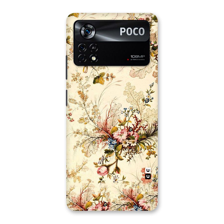 Beige Floral Back Case for Poco X4 Pro 5G