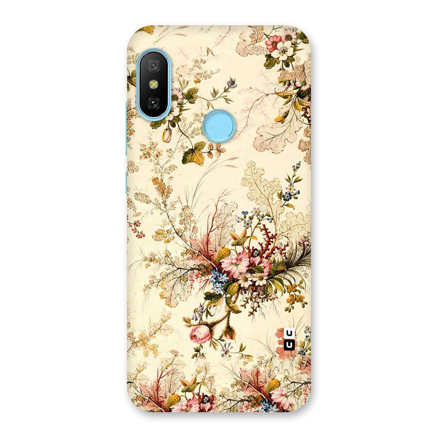 Beige Floral Back Case for Redmi 6 Pro