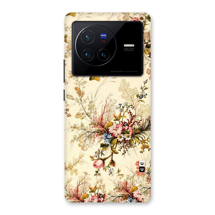 Beige Floral Back Case for Vivo X80