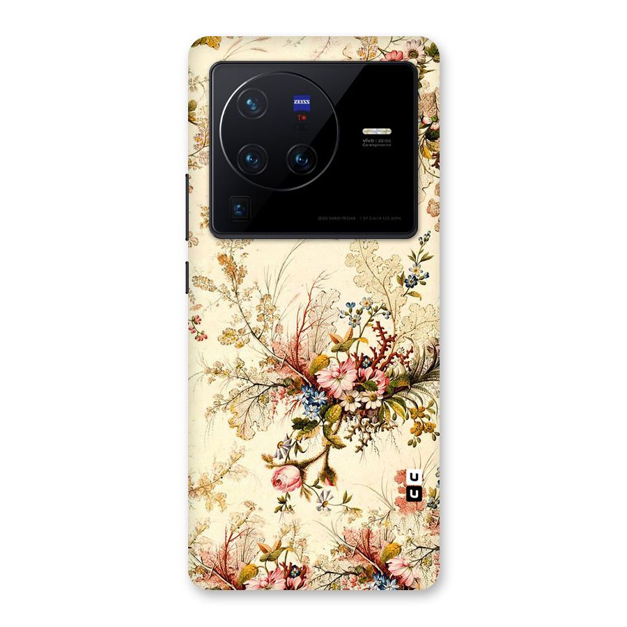 Beige Floral Back Case for Vivo X80 Pro