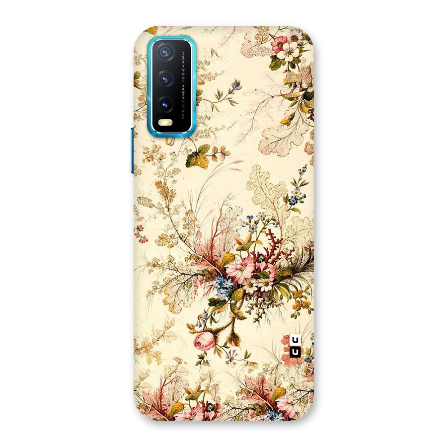 Beige Floral Back Case for Vivo Y20 2021