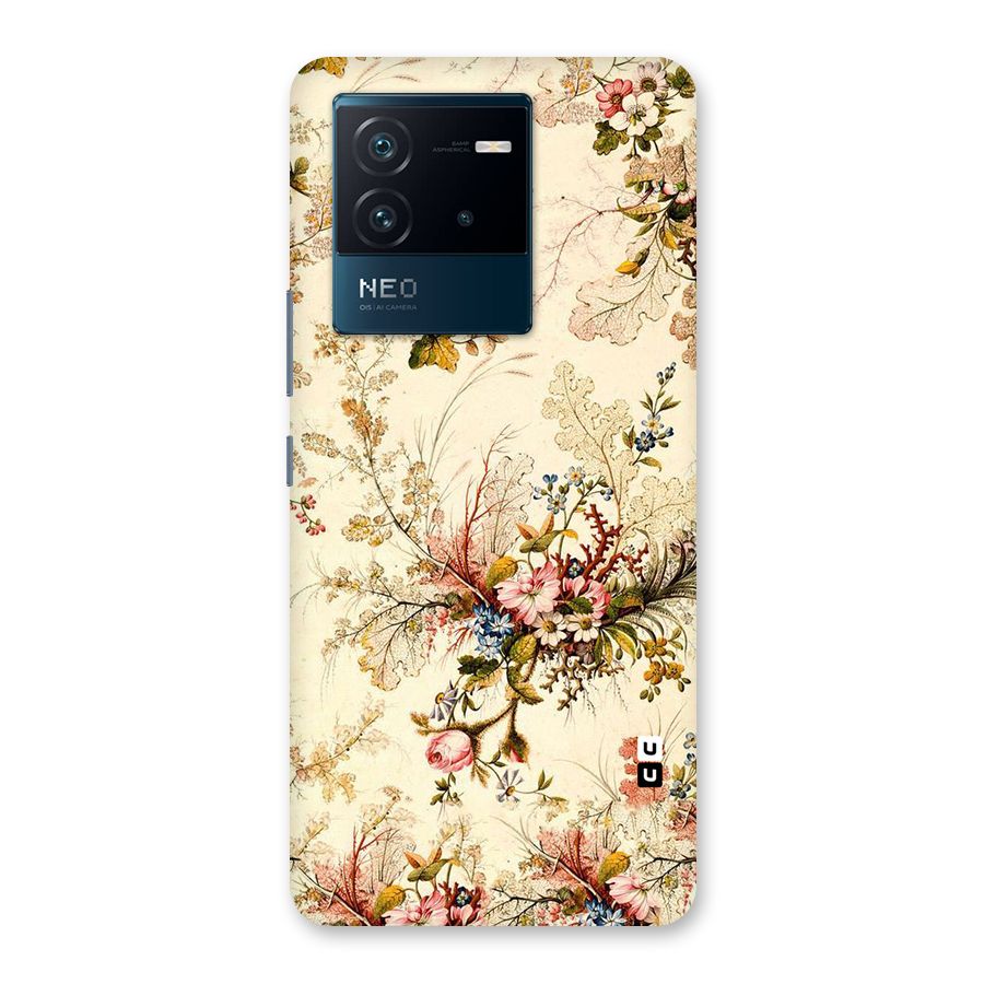 Beige Floral Back Case for Vivo iQOO Neo 6 5G