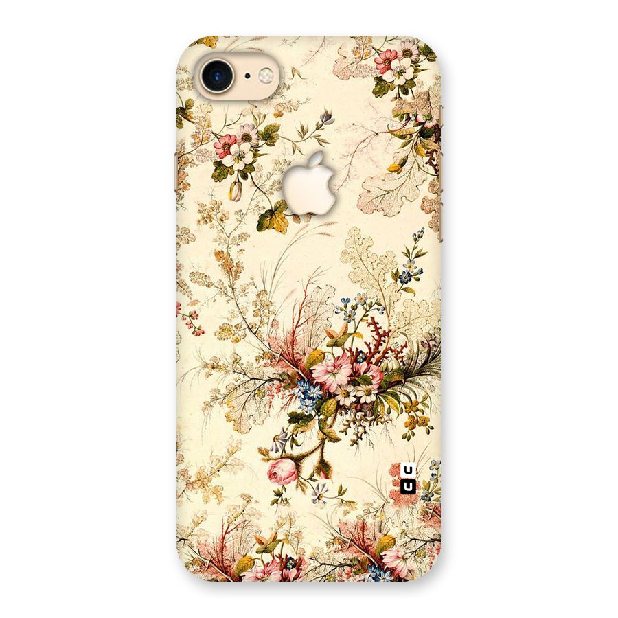 Beige Floral Back Case for iPhone 7 Apple Cut