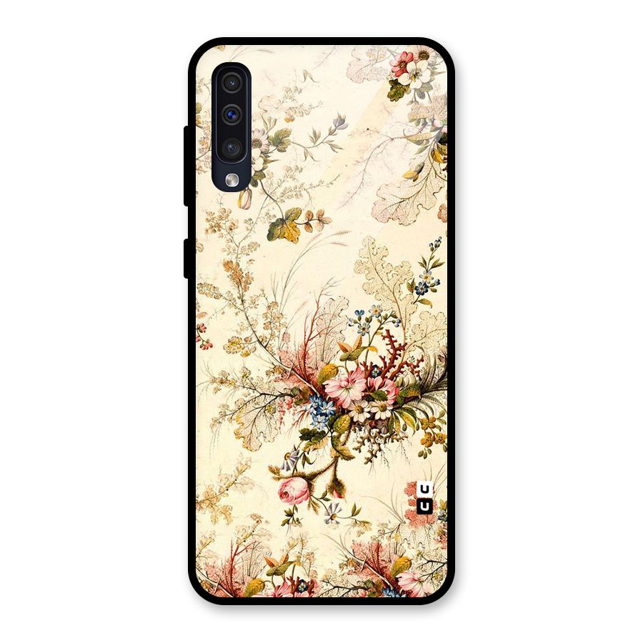 Beige Floral Glass Back Case for Galaxy A30s