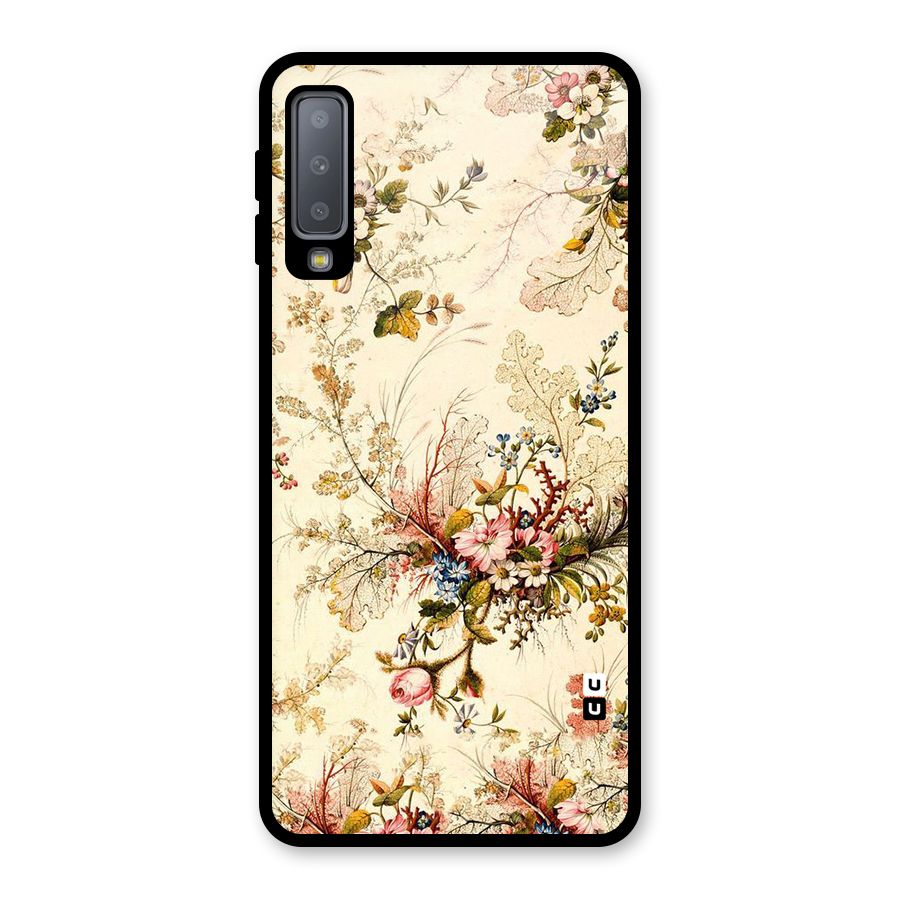 Beige Floral Glass Back Case for Galaxy A7 (2018)