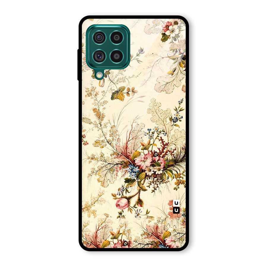 Beige Floral Glass Back Case for Galaxy F62