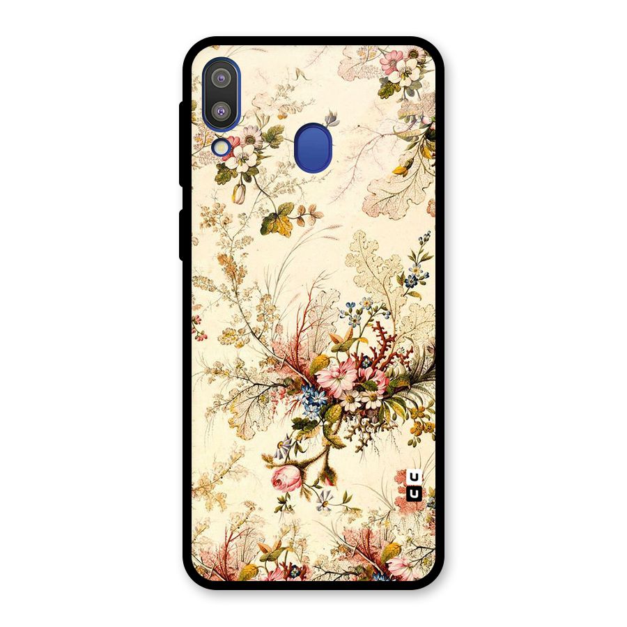 Beige Floral Glass Back Case for Galaxy M20