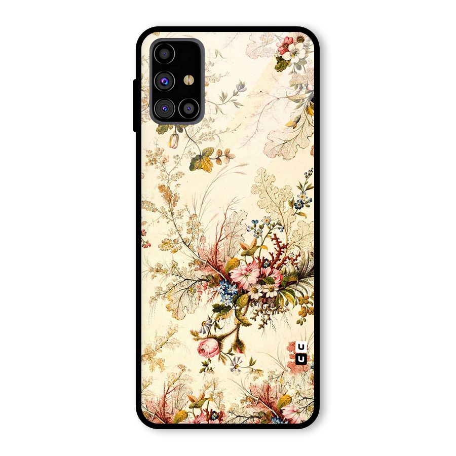 Beige Floral Glass Back Case for Galaxy M31s
