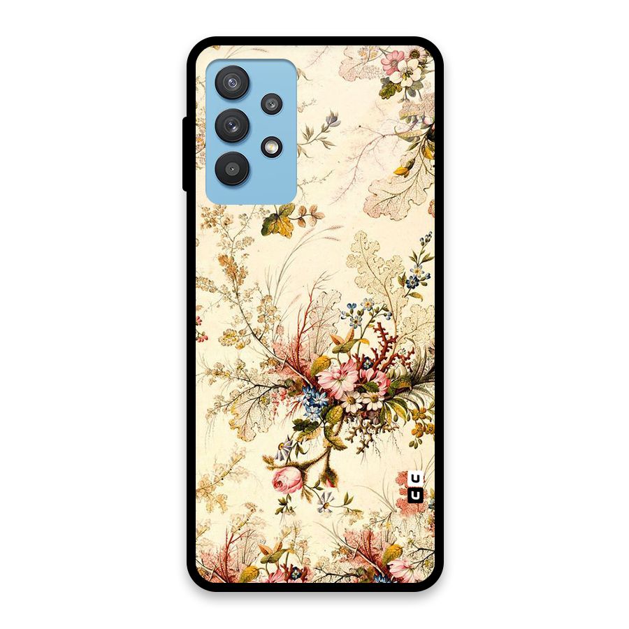 Beige Floral Glass Back Case for Galaxy M32 5G