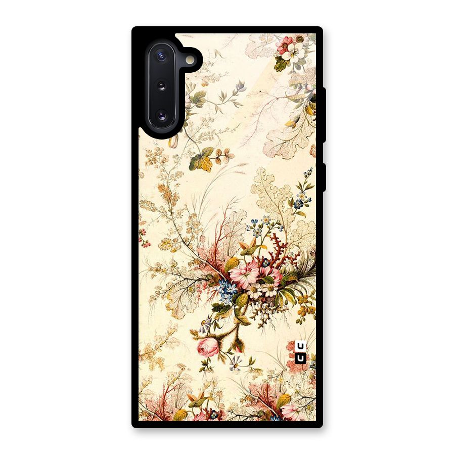 Beige Floral Glass Back Case for Galaxy Note 10