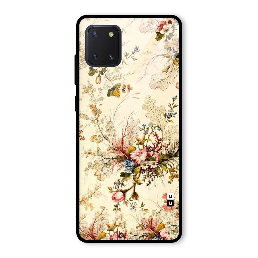 Beige Floral Glass Back Case for Galaxy Note 10 Lite