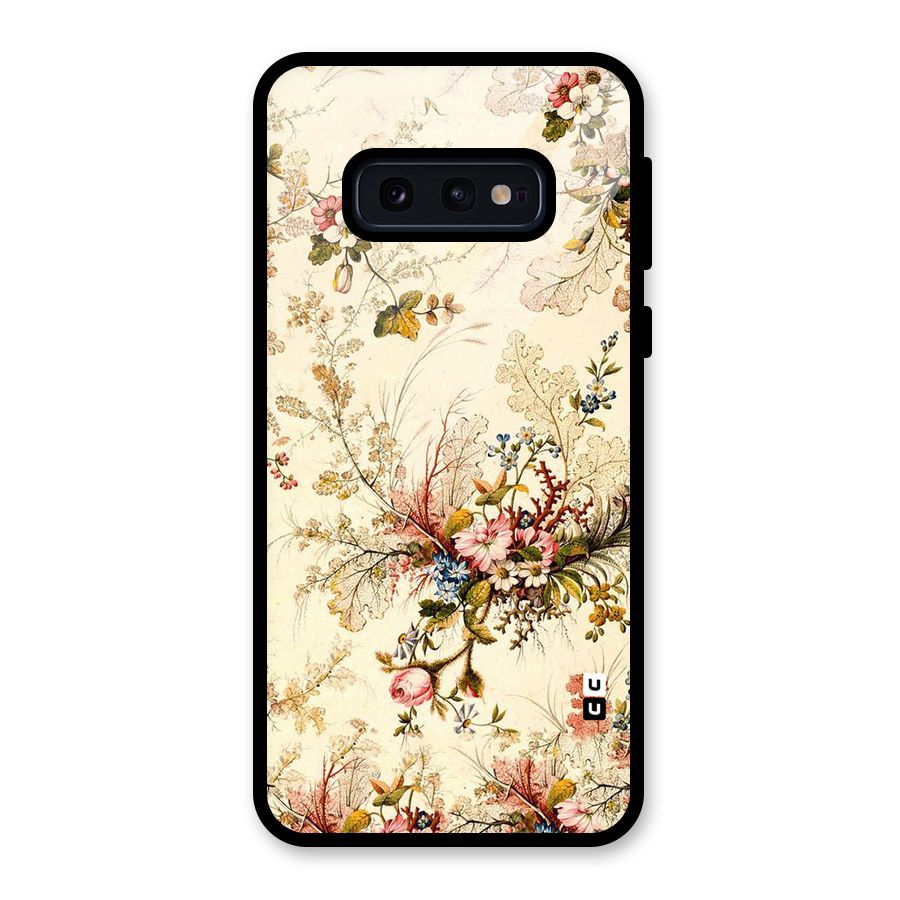 Beige Floral Glass Back Case for Galaxy S10e