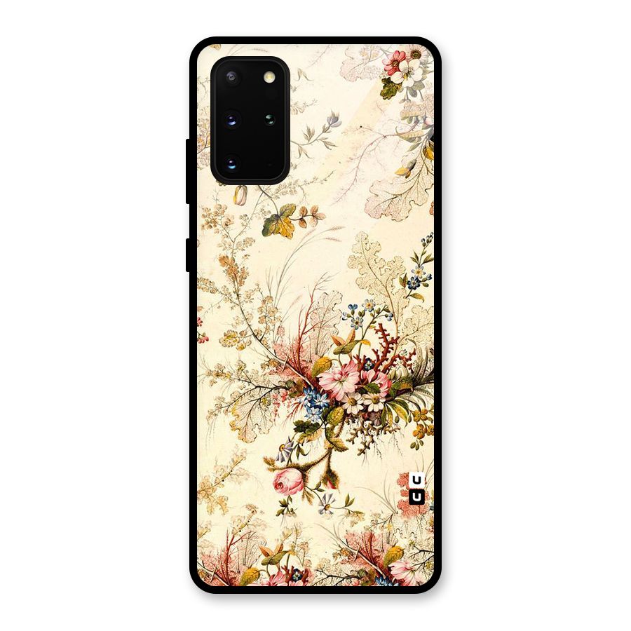 Beige Floral Glass Back Case for Galaxy S20 Plus