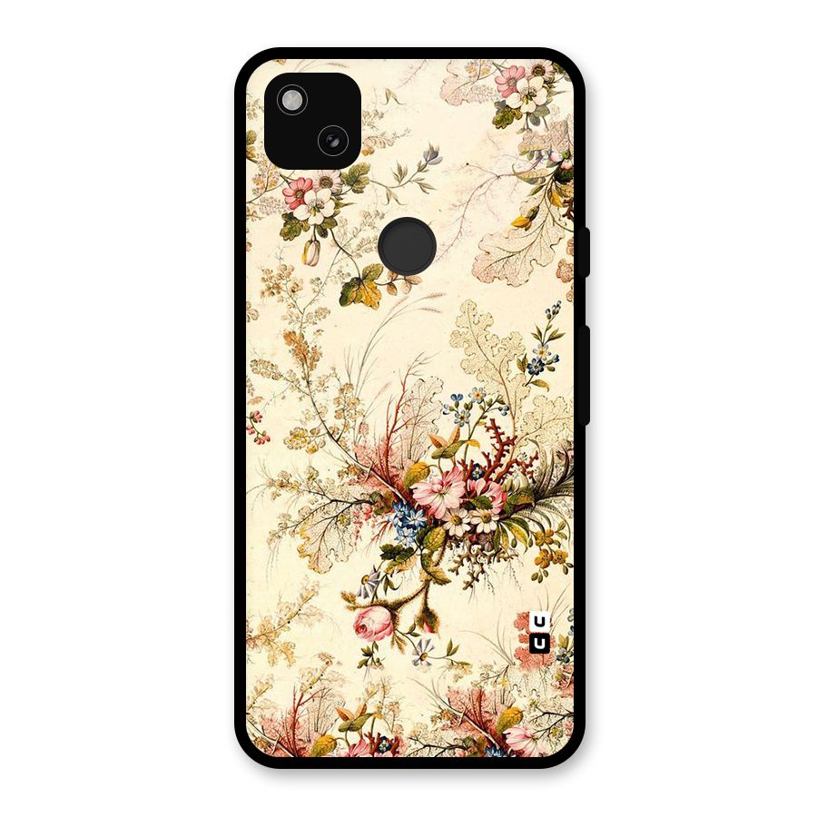 Beige Floral Glass Back Case for Google Pixel 4a