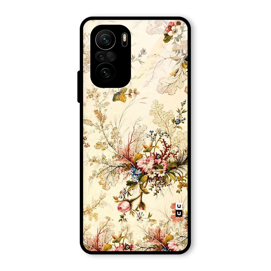 Beige Floral Glass Back Case for Mi 11x