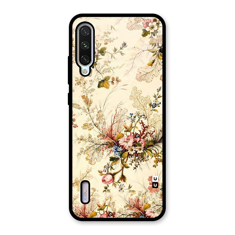 Beige Floral Glass Back Case for Mi A3