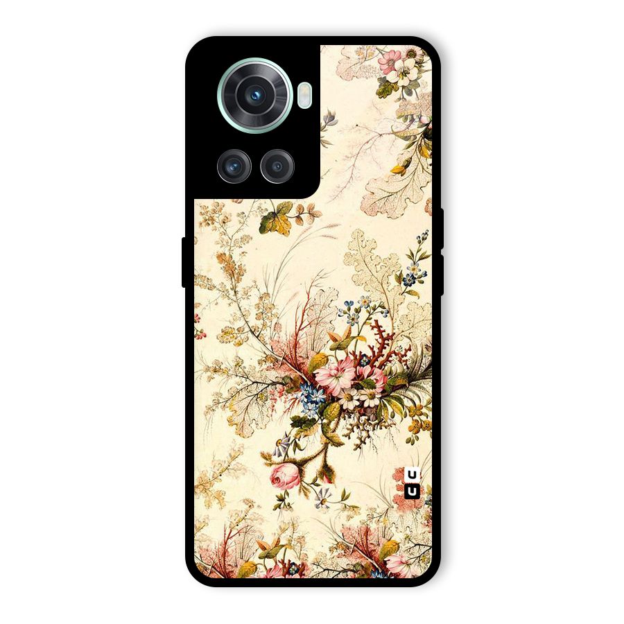 Beige Floral Glass Back Case for OnePlus 10R