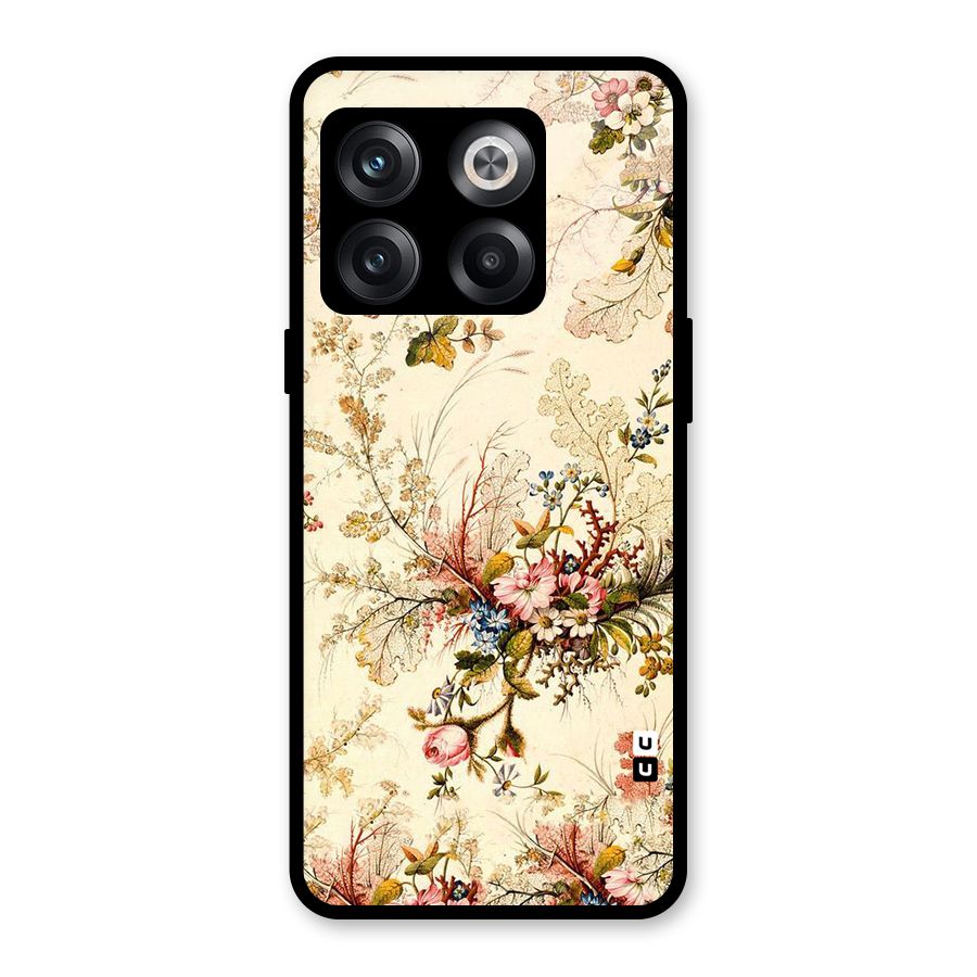 Beige Floral Glass Back Case for OnePlus 10T