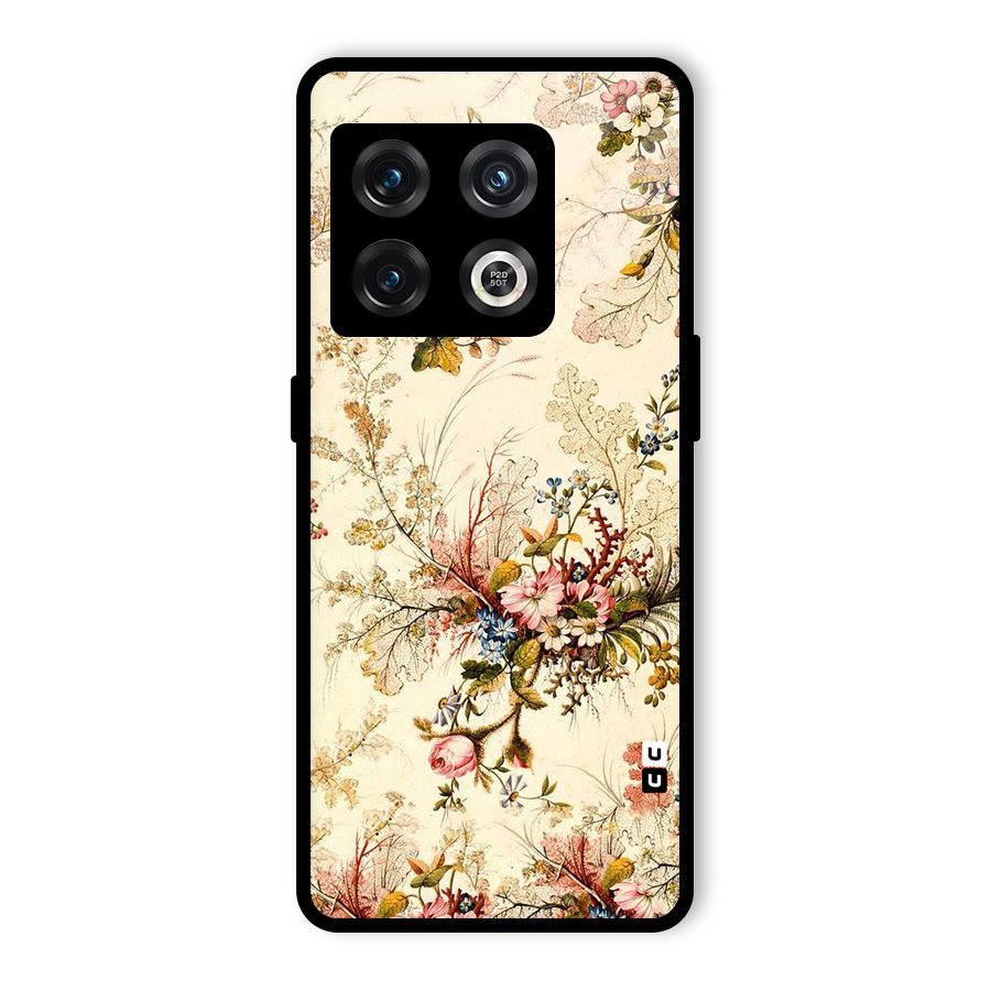 Beige Floral Glass Back Case for OnePlus 10 Pro 5G