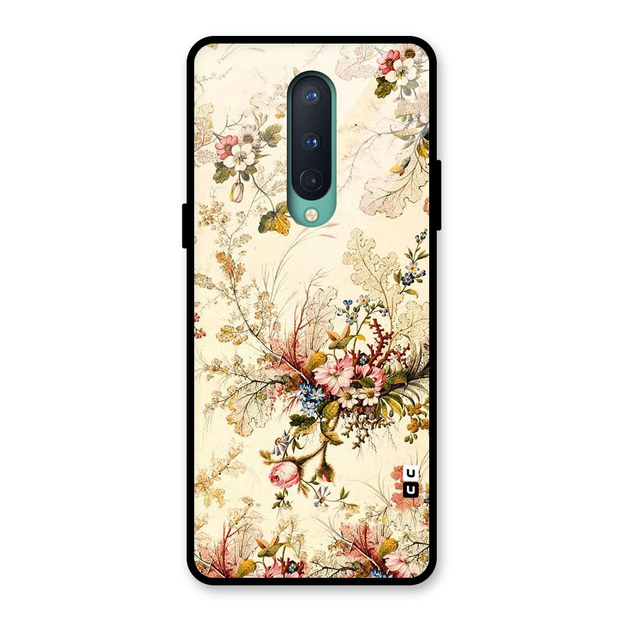 Beige Floral Glass Back Case for OnePlus 8