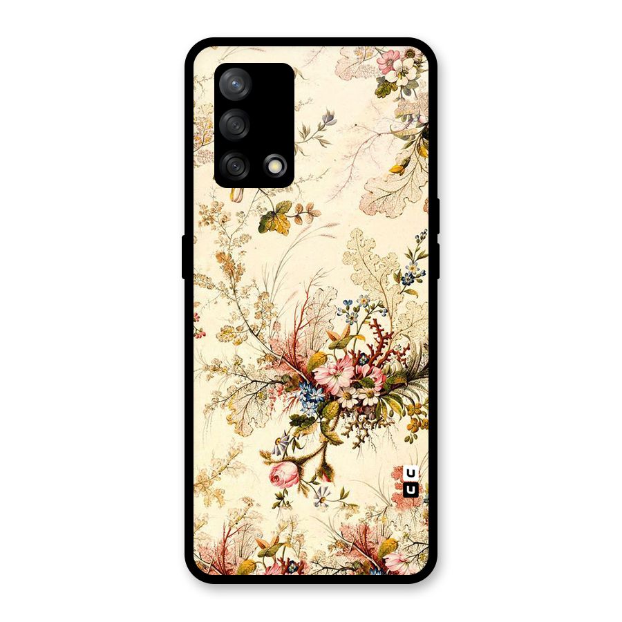 Beige Floral Glass Back Case for Oppo F19