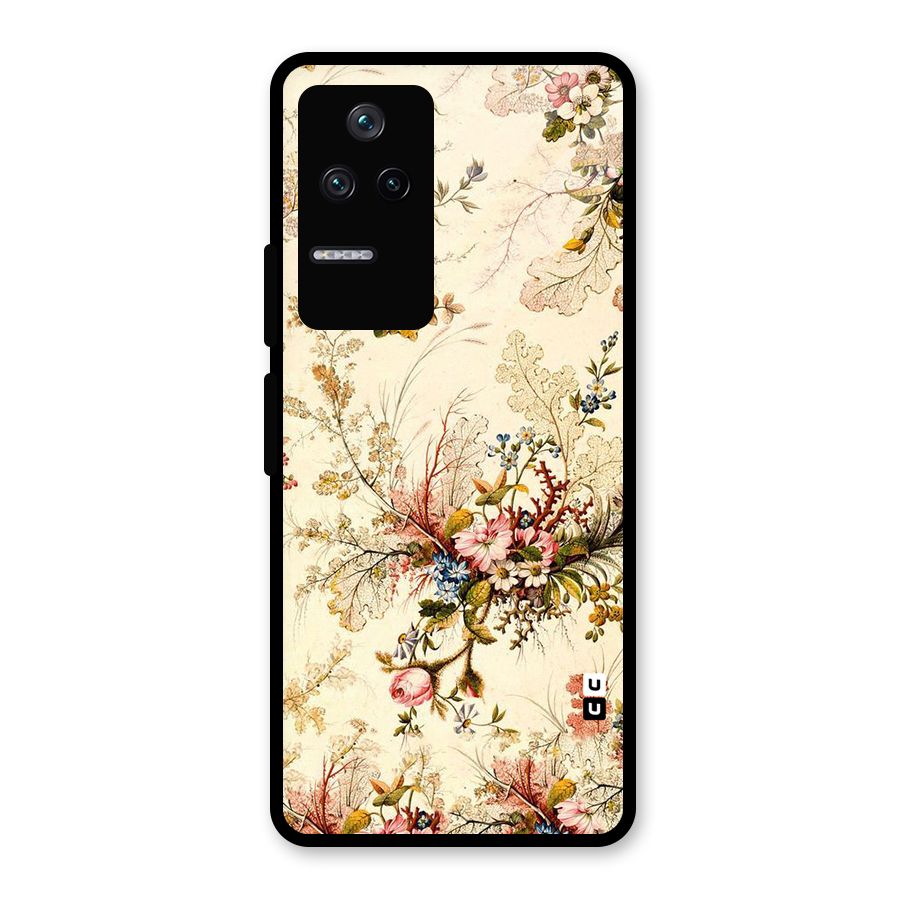 Beige Floral Glass Back Case for Poco F4 5G