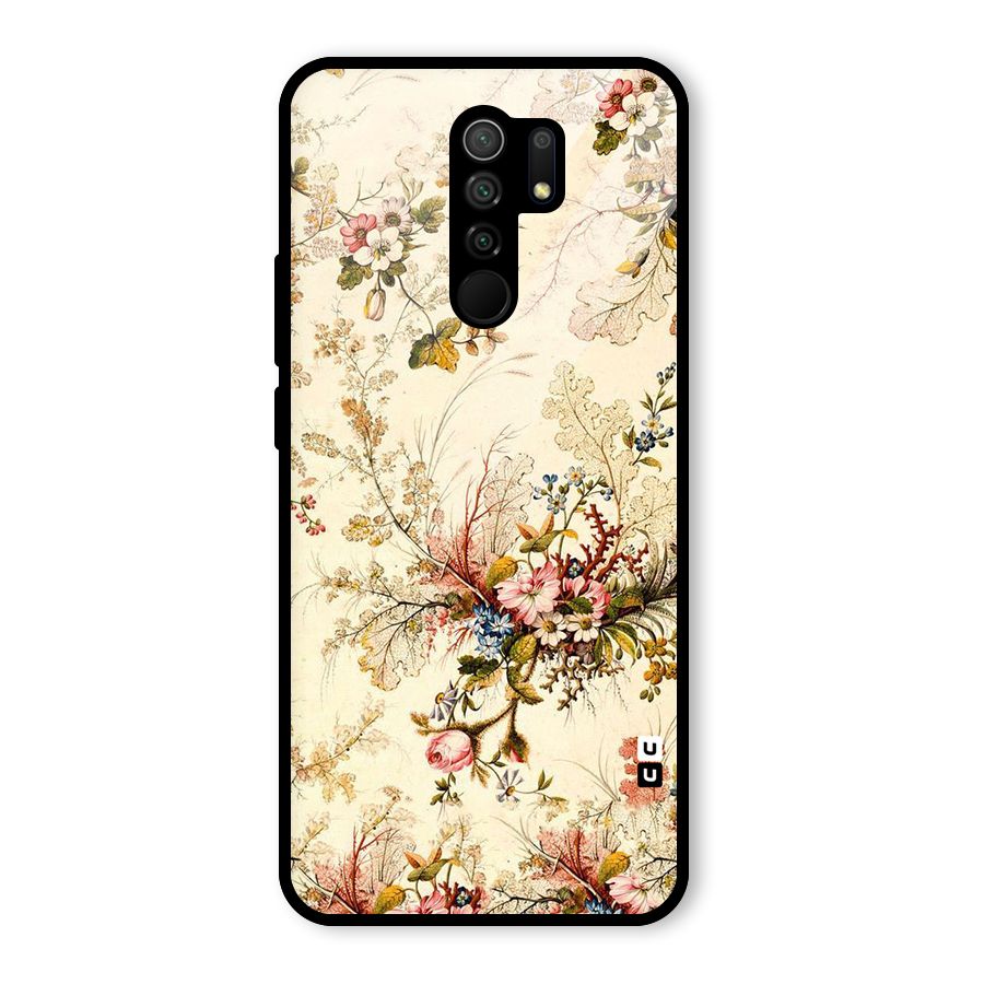 Beige Floral Glass Back Case for Poco M2