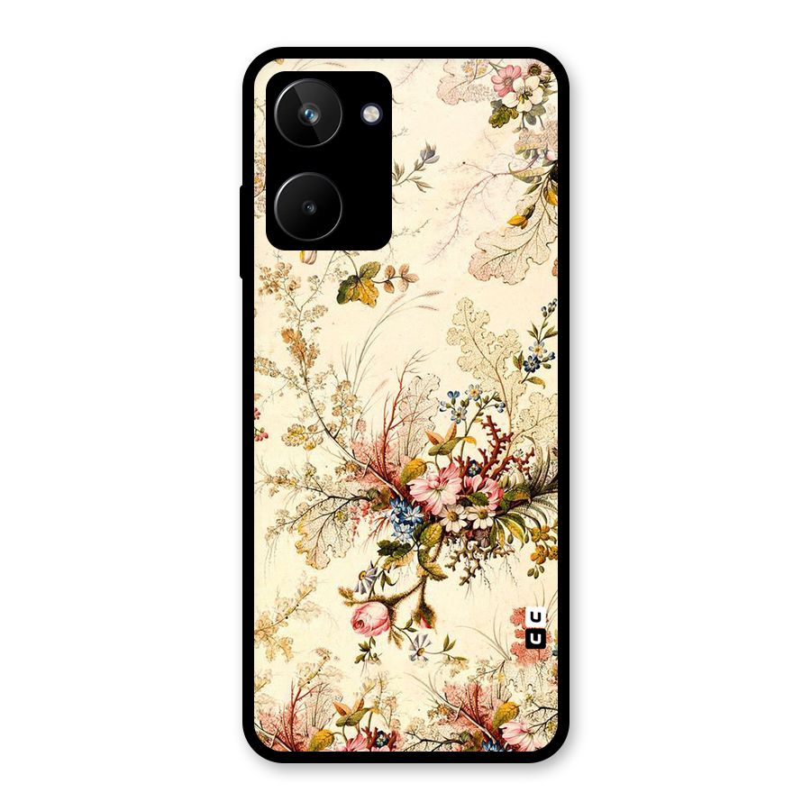 Beige Floral Glass Back Case for Realme 10