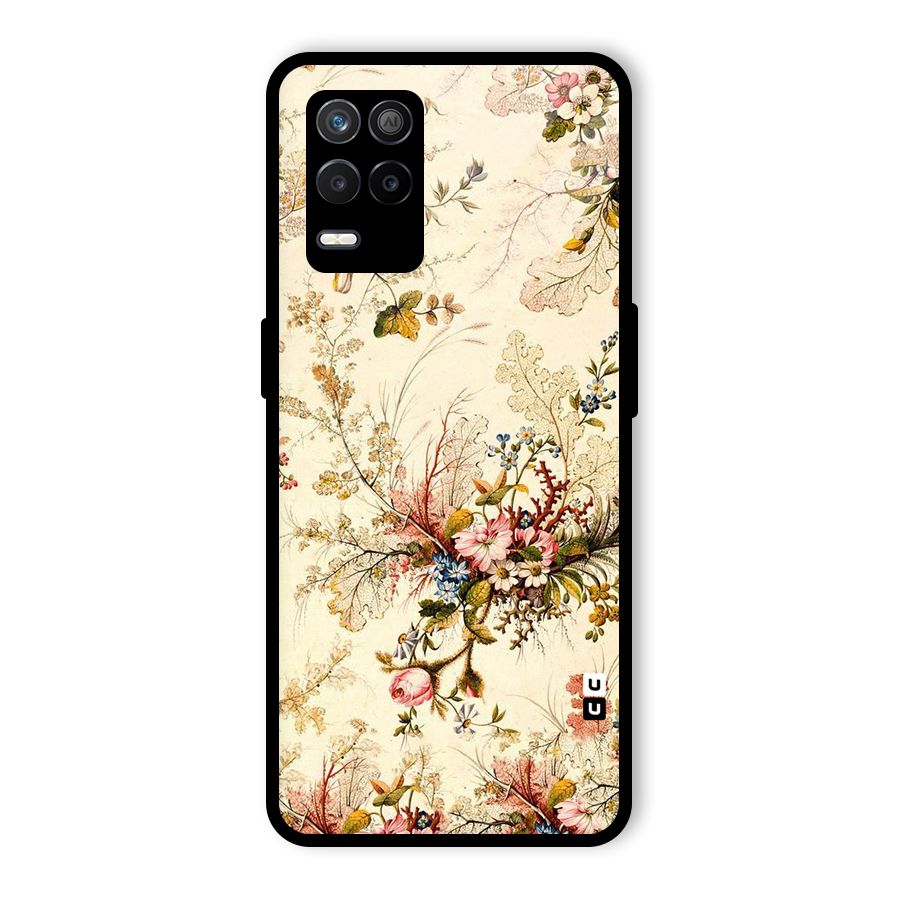 Beige Floral Glass Back Case for Realme 9 5G