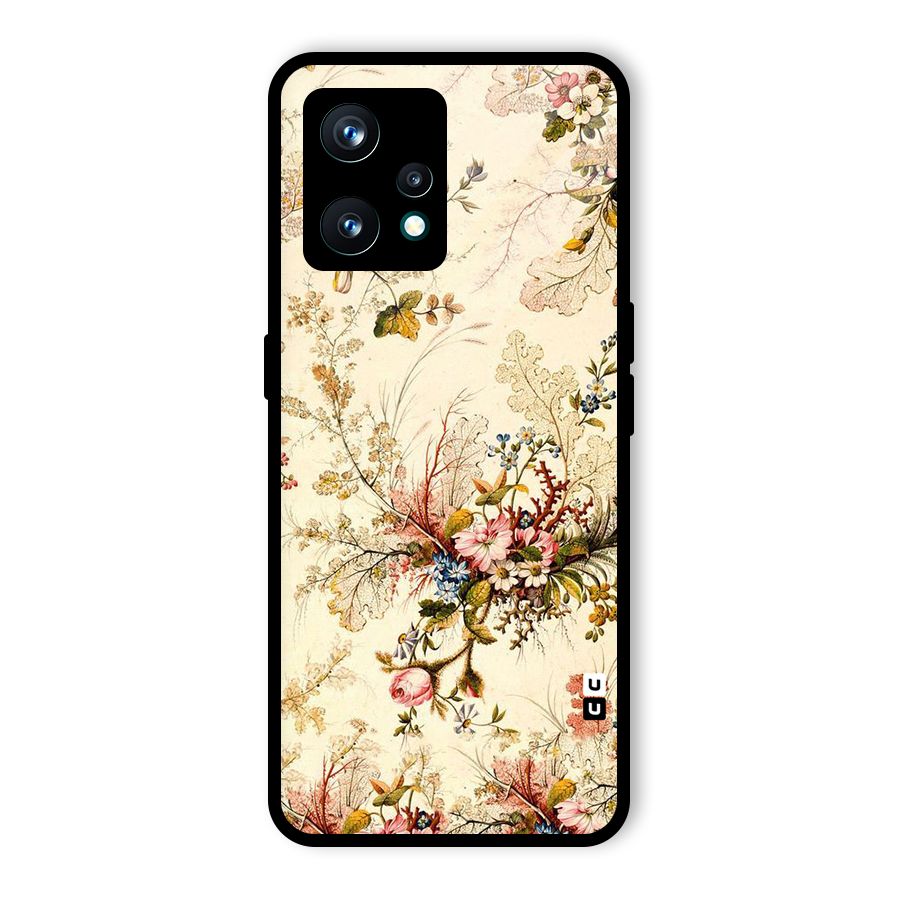 Beige Floral Glass Back Case for Realme 9 Pro Plus 5G