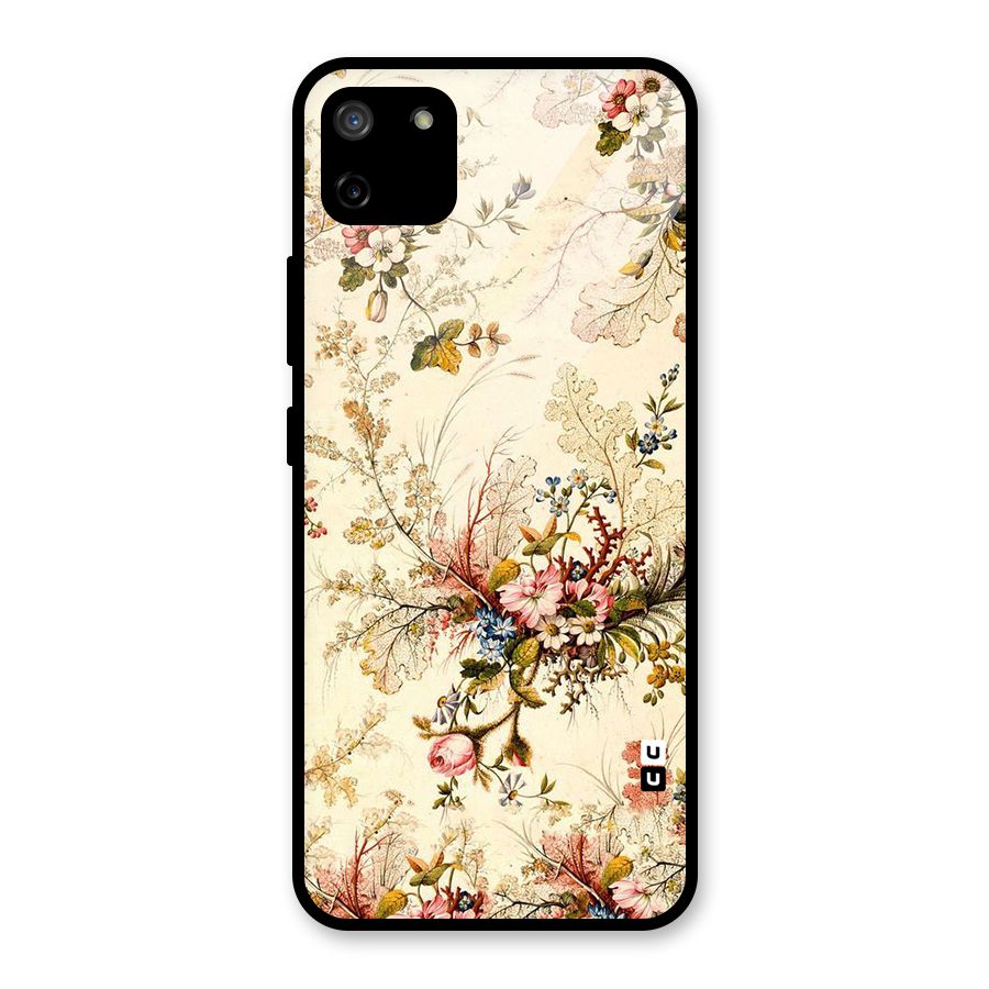 Beige Floral Glass Back Case for Realme C11