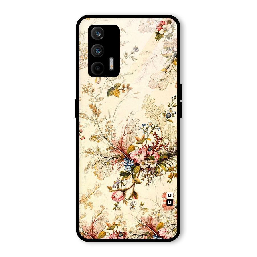 Beige Floral Glass Back Case for Realme GT 5G