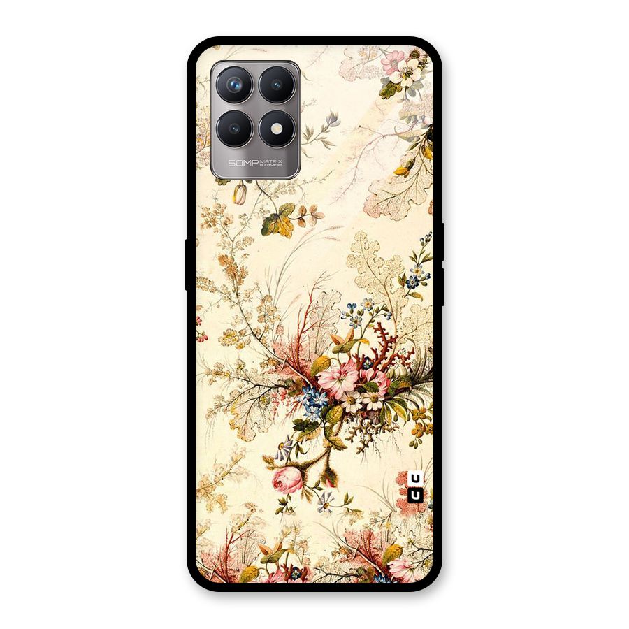 Beige Floral Glass Back Case for Realme Narzo 50
