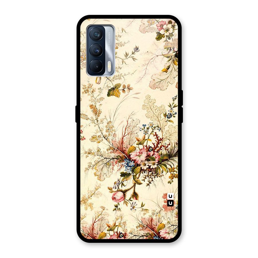 Beige Floral Glass Back Case for Realme X7