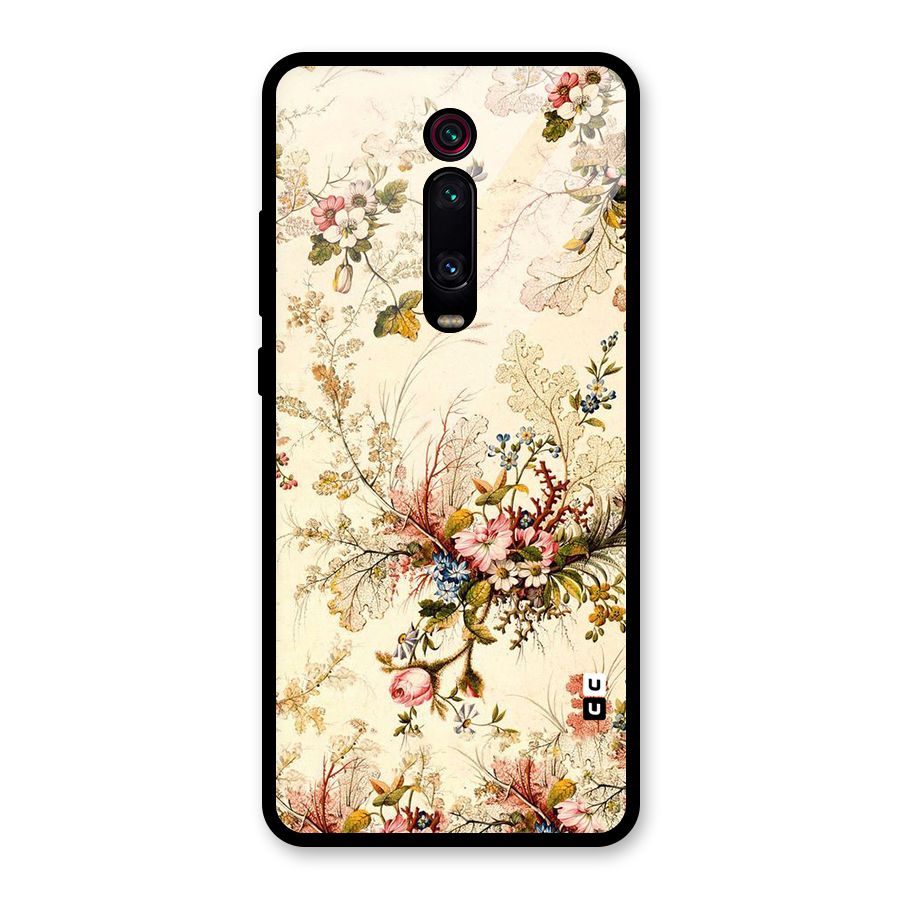 Beige Floral Glass Back Case for Redmi K20 Pro