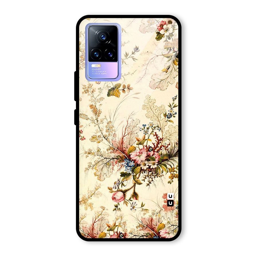 Beige Floral Glass Back Case for Vivo Y73