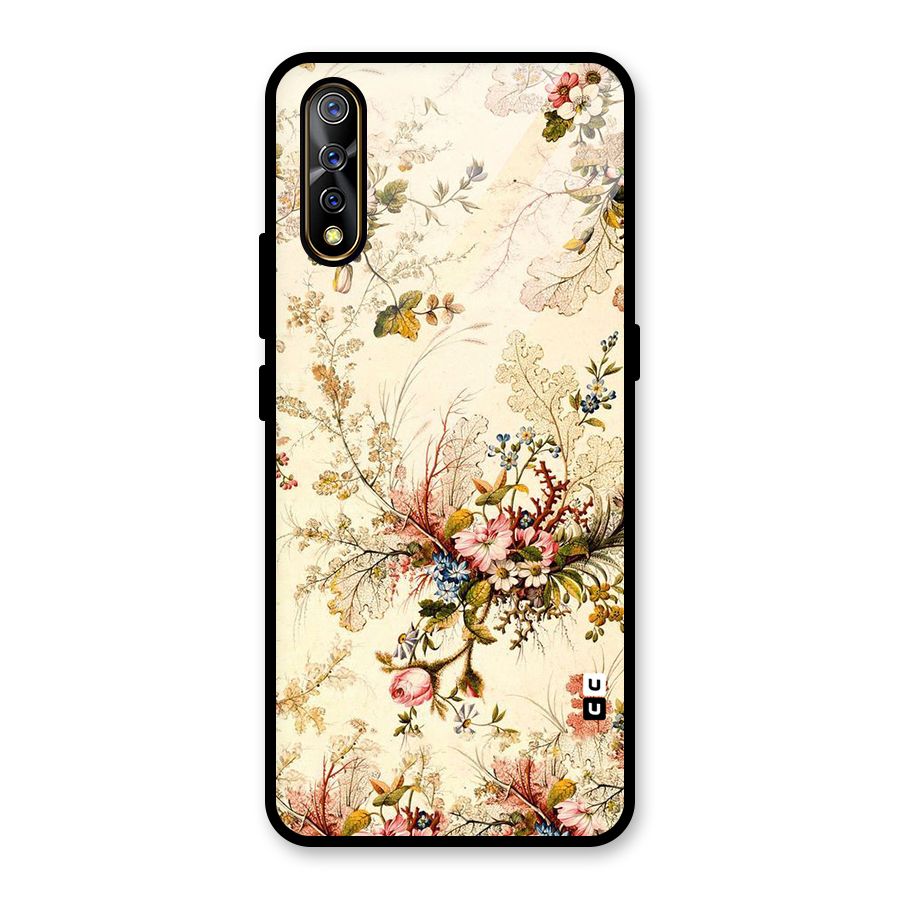 Beige Floral Glass Back Case for Vivo Z1x