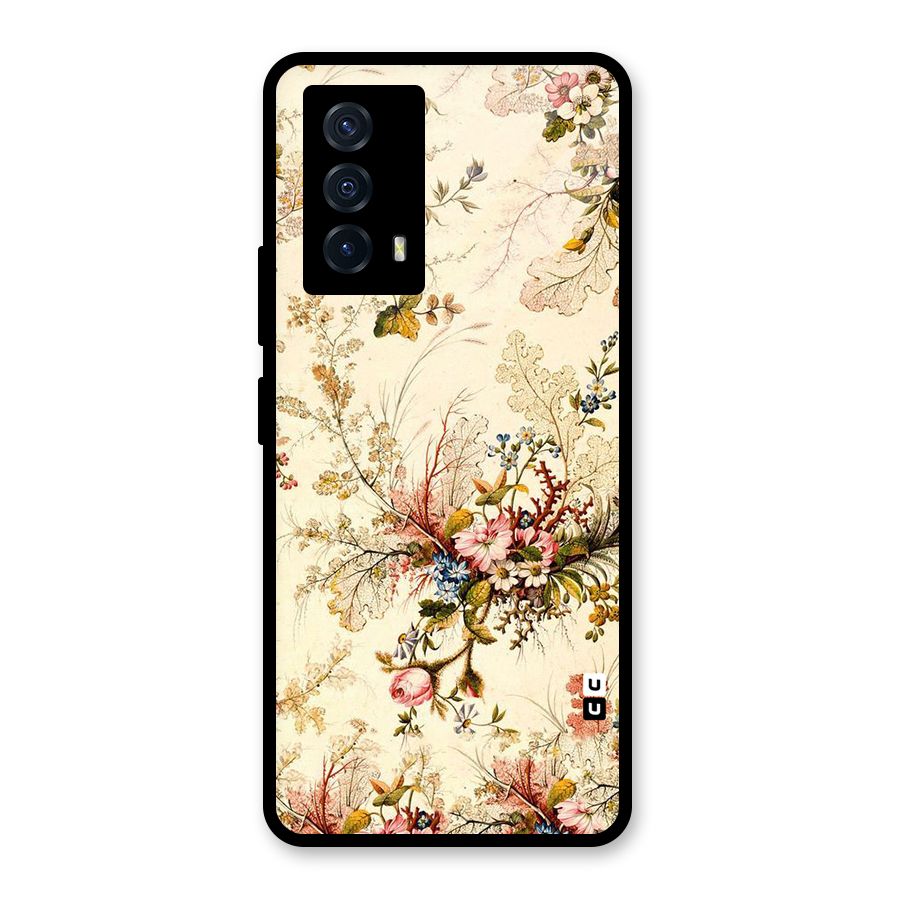 Beige Floral Glass Back Case for Vivo iQOO Z5
