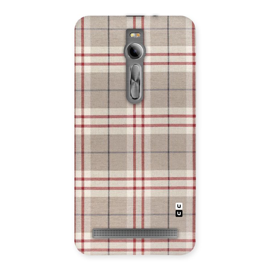 Beige Red Check Back Case for Asus Zenfone 2