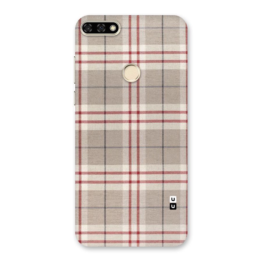 Beige Red Check Back Case for Honor 7A