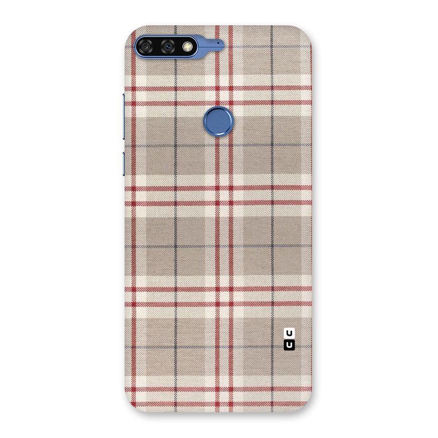 Beige Red Check Back Case for Honor 7C