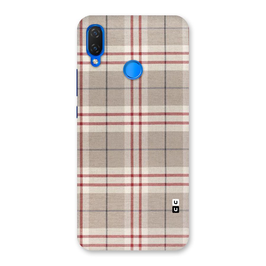 Beige Red Check Back Case for Huawei P Smart+