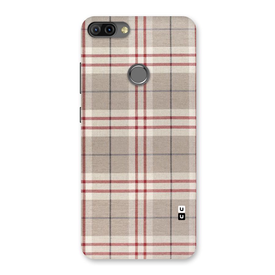 Beige Red Check Back Case for Infinix Hot 6 Pro
