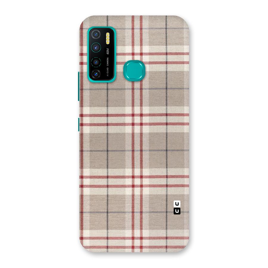 Beige Red Check Back Case for Infinix Hot 9 Pro