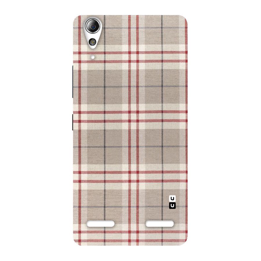 Beige Red Check Back Case for Lenovo A6000 Plus