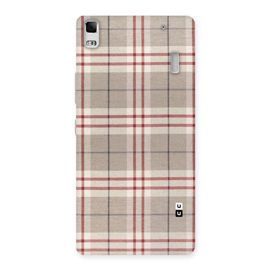 Beige Red Check Back Case for Lenovo A7000